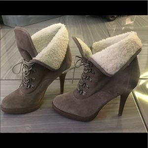 ALDO - Beige Suede Ankle Boots with Heels